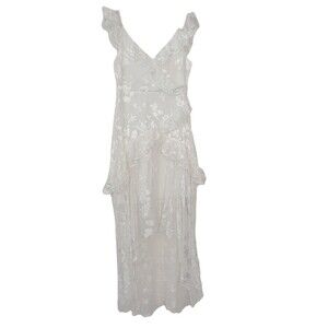 Revolve ASTR the Label Pemberley White Floral High Low Dress Sz M Bridal Flowy